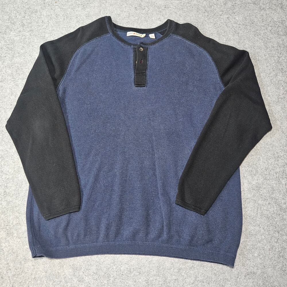 Agave Denim Carson Raglan Henley Sweater Men's XL Blue Black
